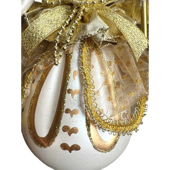 Vtg SOFFIERIA DE CARLINI Handblown Glass Gold Angel Tree Topper Wand Curls Italy - Picture 8 of 15